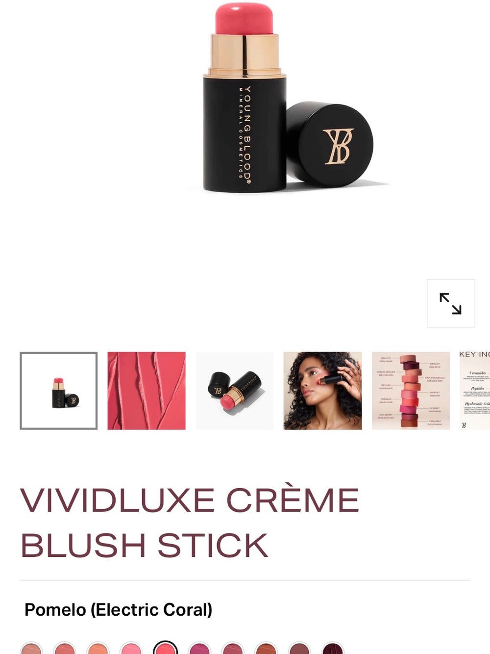 VividLuxe Crème Blush Stick - Pomelo (Electric Coral)